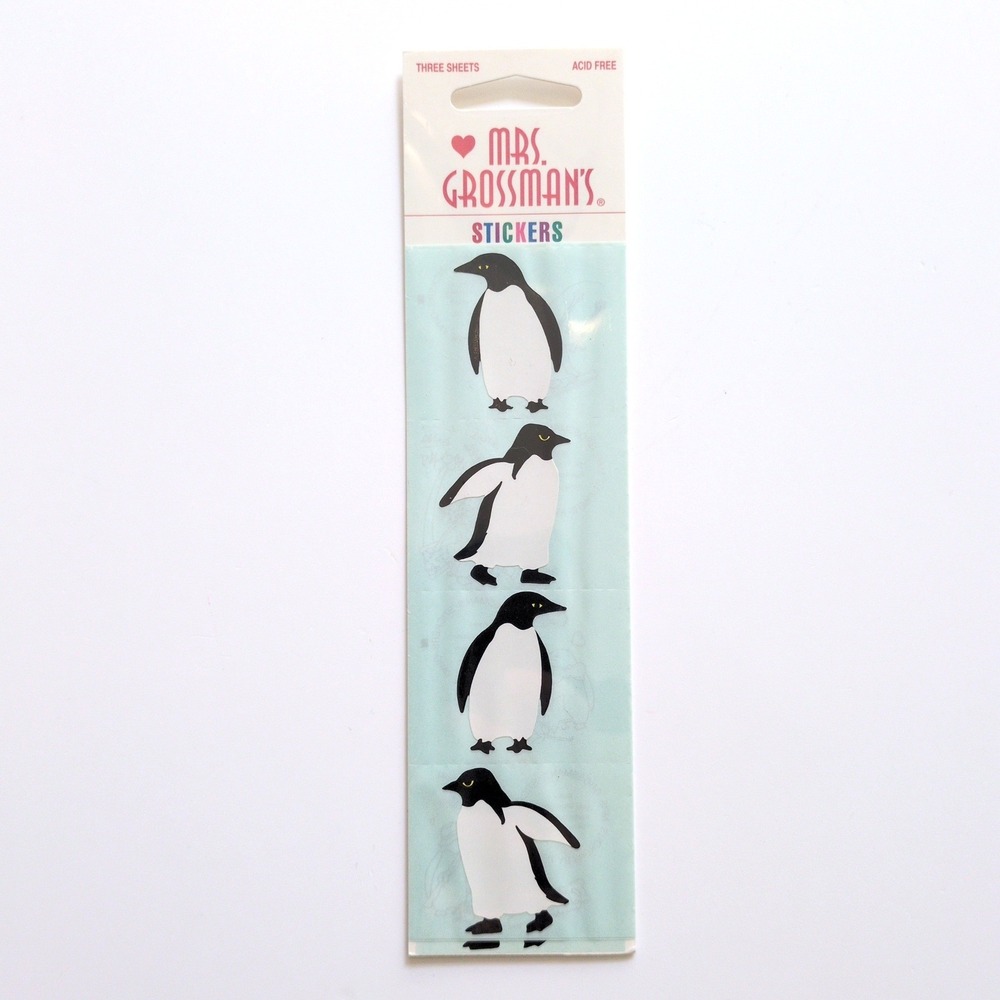 Vtg 90s Mrs. Grossman's Large Penguin Sticker Strips 1999 3 Sheets NIP